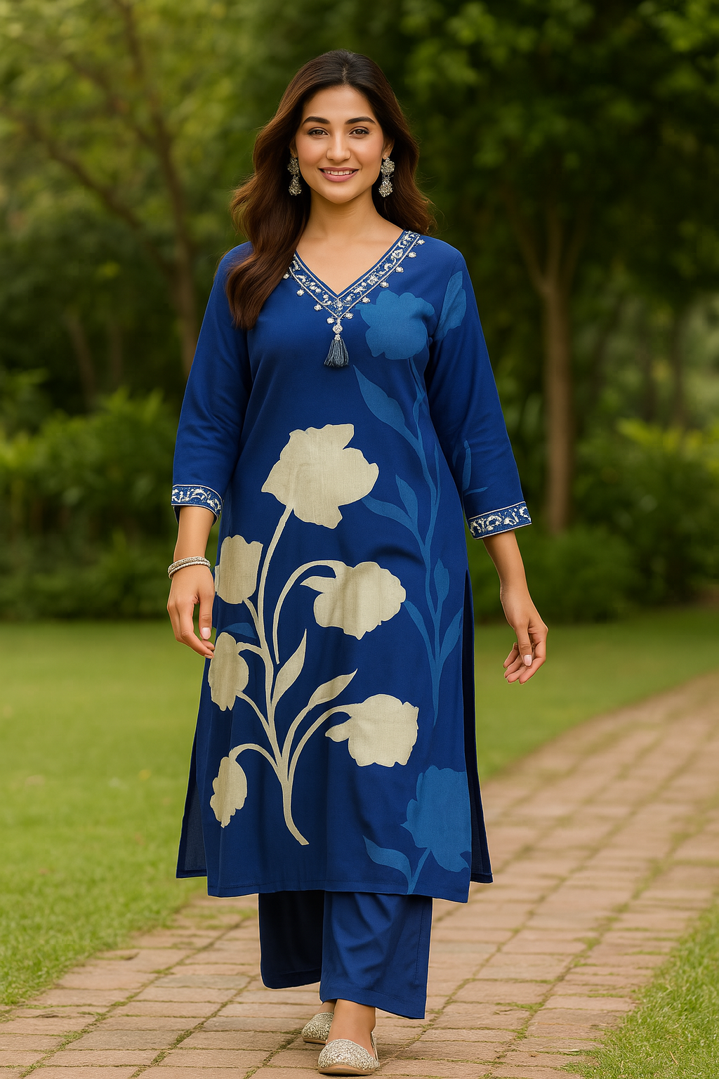 Royal Blue Plazzo Set - AZZLIAS WARDROBE